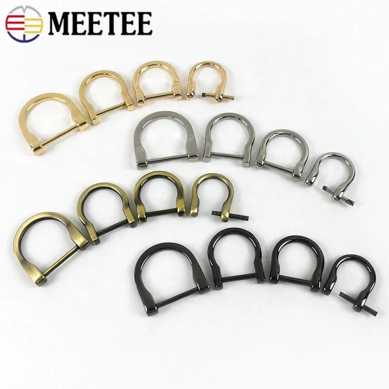 Meetee G7-1 24mm Luggage Hardware Accessories Zinc Alloy U-buckle With Removable Screws Movable Screw Metal Die-cast D Button