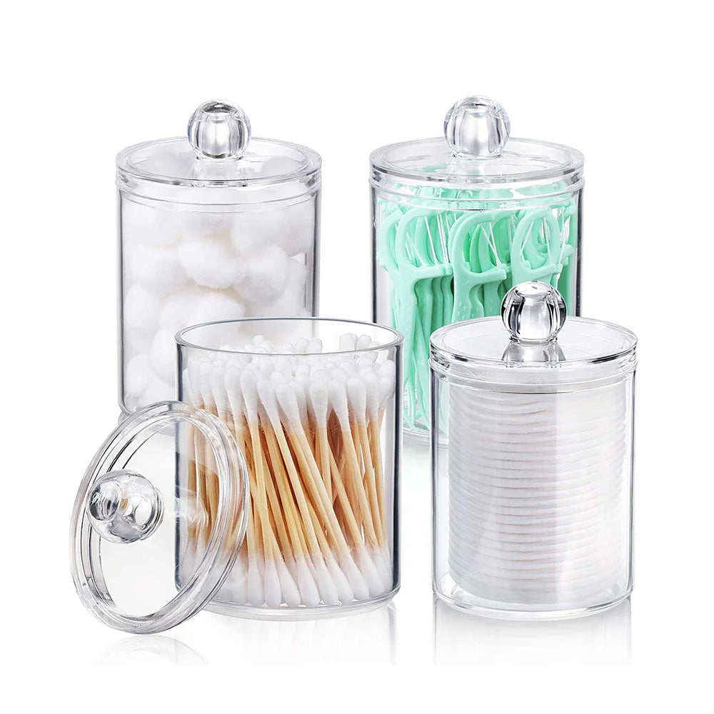 Clear Acrylic Cotton Swab Ball Cotton Round Pad Dental Floss Storage Box