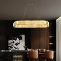 Modern Simple 60W Oval Rectangular Crystal LED Chandelier for Dining Table Lighting