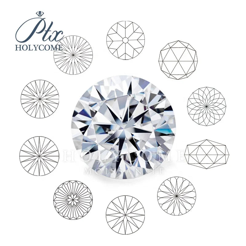 New Arrival Wholesale Luxury  Certified Moissanite Stone 5mm 6.5mm White DEF VVS Round Cut Fancy Cut Loose Moissanite
