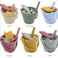 Hot Selling Bucket Eco Friendly 8Pcs Sand Molds Portable Set Silicone Kids Beach Toys