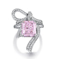 Wholesale Factory Direct S925 Silver Radiant Cut Pink Cubic Zirconia Engagement Wedding Ring Trendy Fashion Jewelry Valentine's