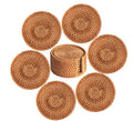 Rattan Coasters for Food Natural Rattan Coasters for Drinks with Holder Boho Coasters for Drinks Teacup Coaster for Dishes