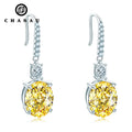 New Arrival 925 Silver Shiny 9*11mm Cubic Zircon CZ Double Oval Type Yellow Stud Earrings for Women