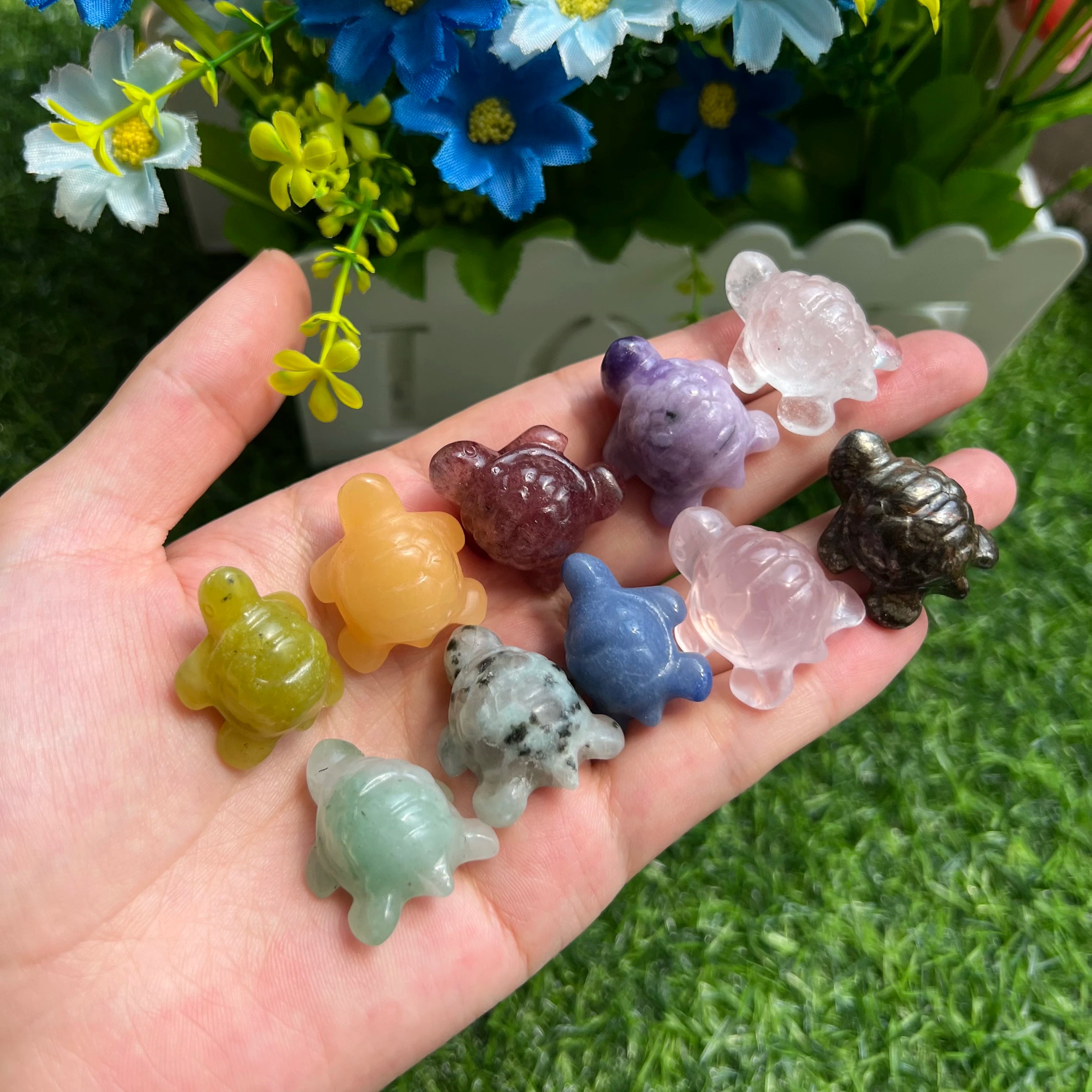 Factory-Price 1 Inch Natural Crystal Tortoise Hand Carved Polished Mixed Material Quartz Turtle Healing Technique Elegant Design