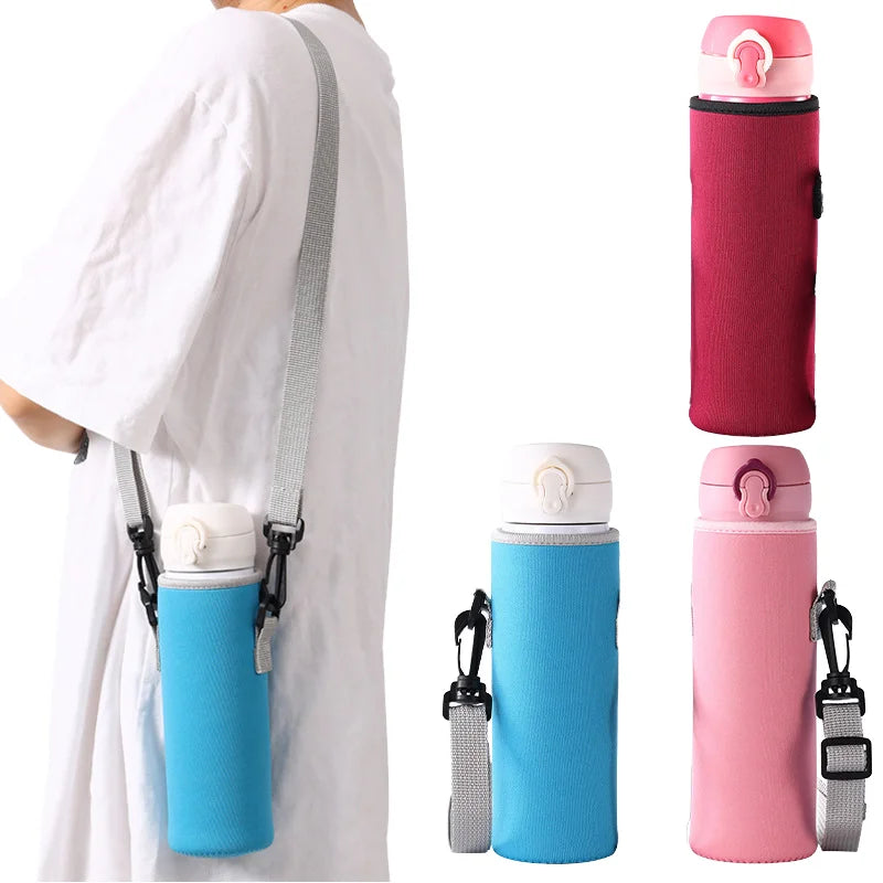 Wholesale Outdoor Portable 750ml Neoprene Bottle Sleeve Carrier Bag Adjustable Strap Water Bottle Holder with Letter Pattern