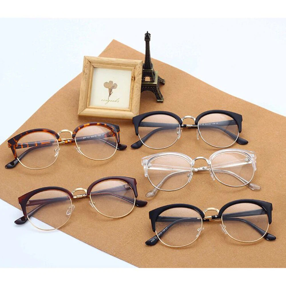 322 New Popular Metal Large Round Half Frame Optical Glasses