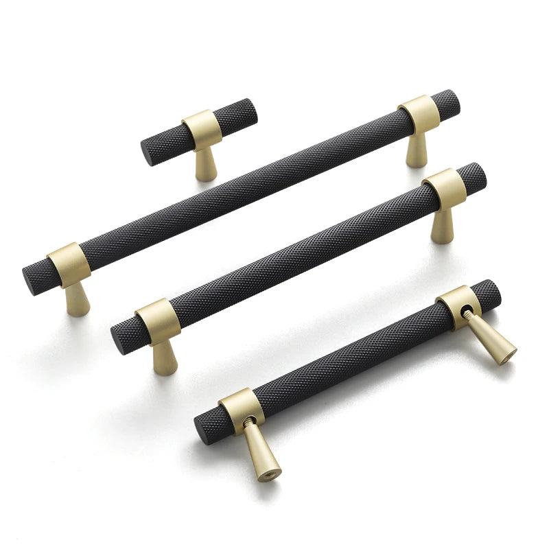 Oukali New Release Modern Furniture Cabinet Handle Kitchen Drawer Aluminum Knurl  Black Cupboard Bathroom Pull Handles