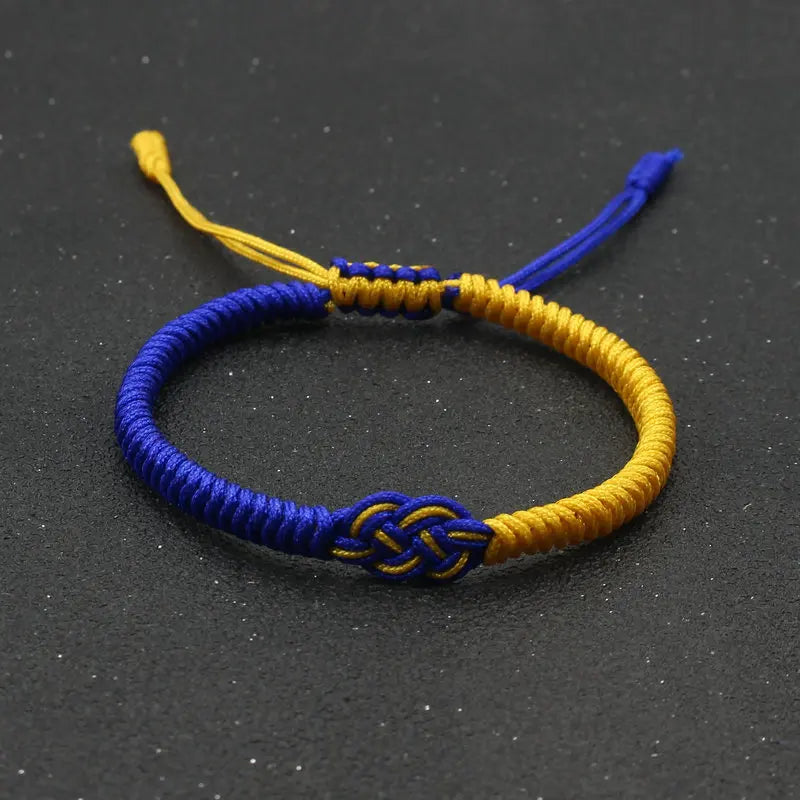 Ukraine Flag Charm Bracelets World Peace Blue Yellow Hand Woven MACRAME Resin Inlay Unisex
