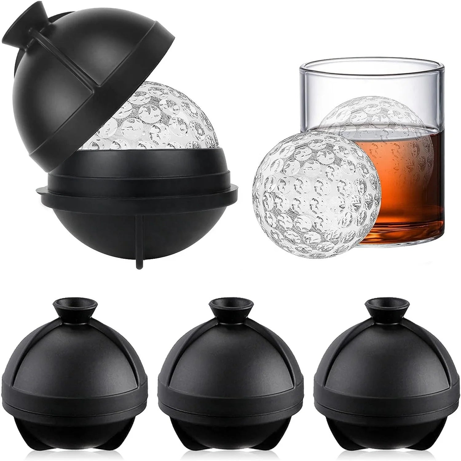 Large Baseball Golf Shape Reusable Food Grade Silicone Ice Ball Mold BPA-Free Eco-Friendly Easy Release 2.5 Inch Whiskey Sphere
