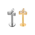 G23/ASTM F136 Titanium 3 CZ Blaze Set Tops G23 Titanium Internally Threaded Labret Ear  Nose Body Piercing Jewelry