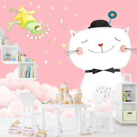 Kids Wallpaper Cartoon Wall Mural 3d Home Decoration Custom Vinyl Wall Decals for Children Kids Room Rabbit Star Moon Wallpaper