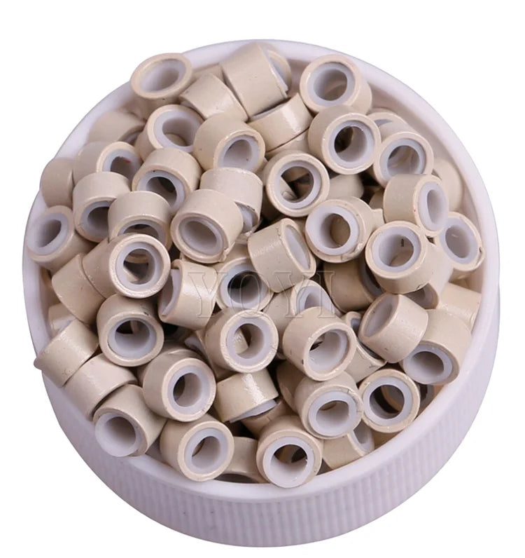 100pcs 5.0x3.0x3.0mm Aluminum  Silicone Micro Rings Links Beads Hair Extension Tools for Hair Extensions