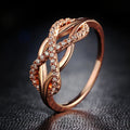 Huitan Infinity Rings Women Rose Gold Plating Cubic Zirconia Silver Color Ring Unique Designs Women Cross Cross Ring
