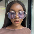 LBAshades 2088 Ocean Lens Cut Edge Sun Glasses Men and Women Large Frame Metal Sunglasses Retro Sunglasses Shades