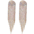 Hot Selling New Claw Chain Series European American Exaggerated Full Diamond Super Long Tassel Rhinestone Cute Iron Earrings