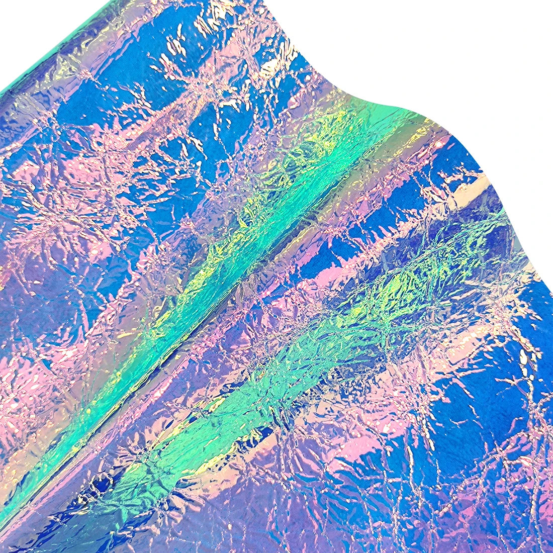 Crumpled Soft Holographic Iridescent PU Faux Leather Fabric for Making Bags and Shoes