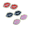 New Iron on Gold Glitter  Lip Chenille Patches Applique