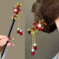 Vintage Wooden Hair Stick Chinese Style Winding Flower Hairpin With Tassel Classical Elegant Lady Hair Clip Hair Accessories