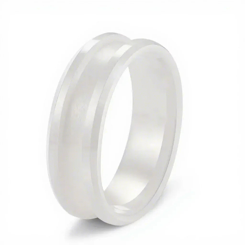 POYA Jewelry 8mm White Ceramic Blank Ring for Inlay Customized Engraved Jewelry  Unique Promise Ring