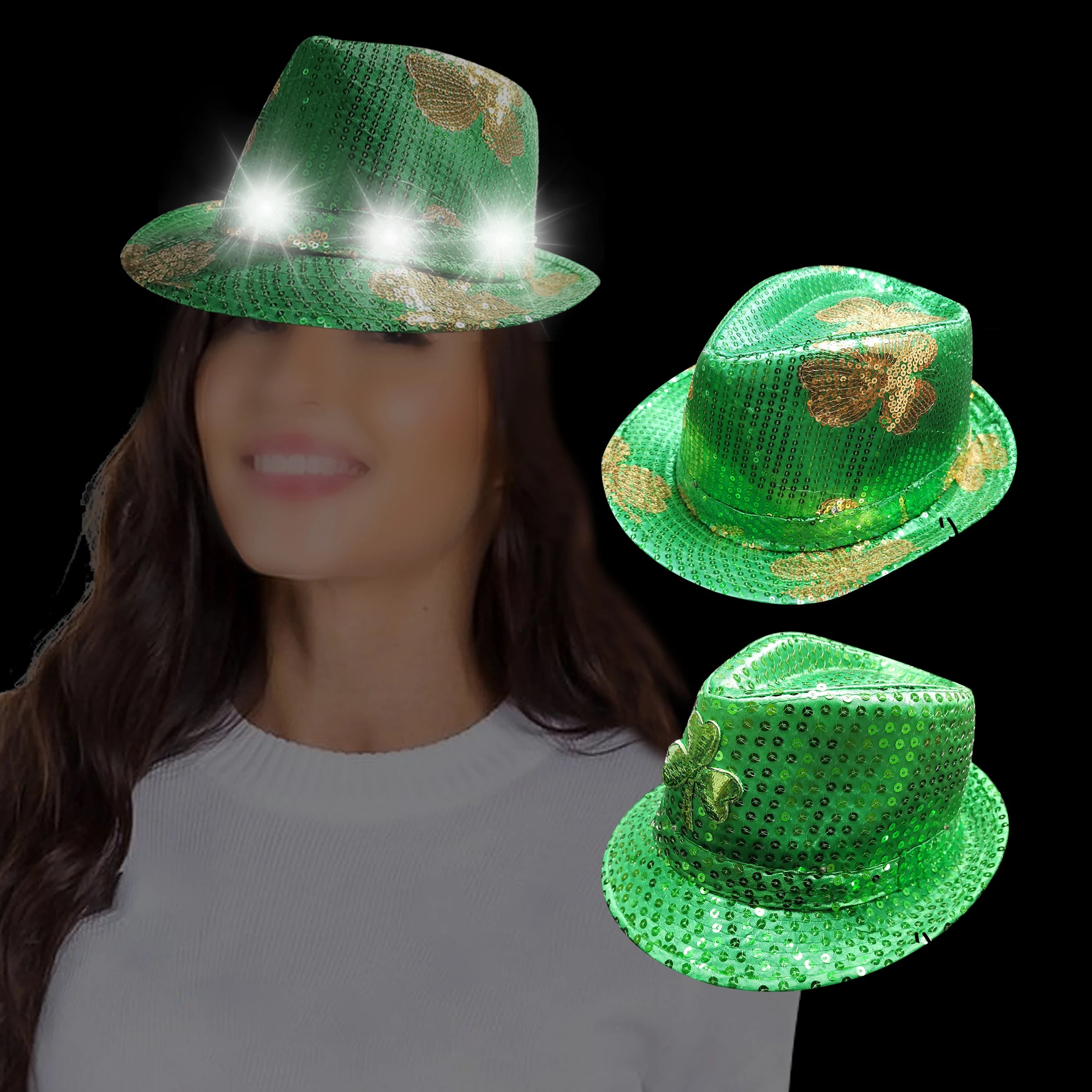 Quality Designer Branded 5-Panel Party Hat LED Cowboy Open Gnome Top Hat for St. Patrick's Day Festival Decorations Kids Women