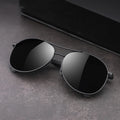 2023 Retro Square Pilot Metal Polarized Sunglasses for Men Custom Logo Silver Frame