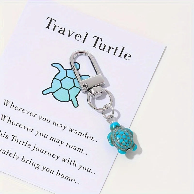 Summer Beach Keyring Gift Ocean Theme Travel Souvenir Sea Turtle Pendant Keychain Bag Backpack Holder Car Key Ring