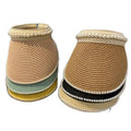 Elegant Hats Breathable Yellow Sun Plain Beach Visor Hat Straw Knitted Cap With Pearl Decoration