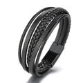 Wholesale New Arrival Men's Wristband Genuine Leather Bracelet Bangle Magnetic Buckle Bracelet Handmade Classic Leather Jewelry