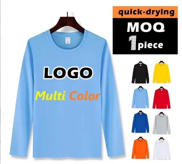 Custom 100%  Polyester Mesh Breathable BASIC TRAINING T-SHIRT Workout Caulsal Quick Drying Long Sleeves Tshirts