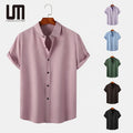 Liu Ming Cheap Hot Selling Wholesale Fashion Men Casual Short Sleeve Solid Breathable Loose Turn Down Collar T Shirts