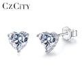 CZCITY Trendy Woman 925 Sterling Silver Small Diamond Heart Shaped 2026 Stud 1 Ct Diamond Moissanite Heart Earrings