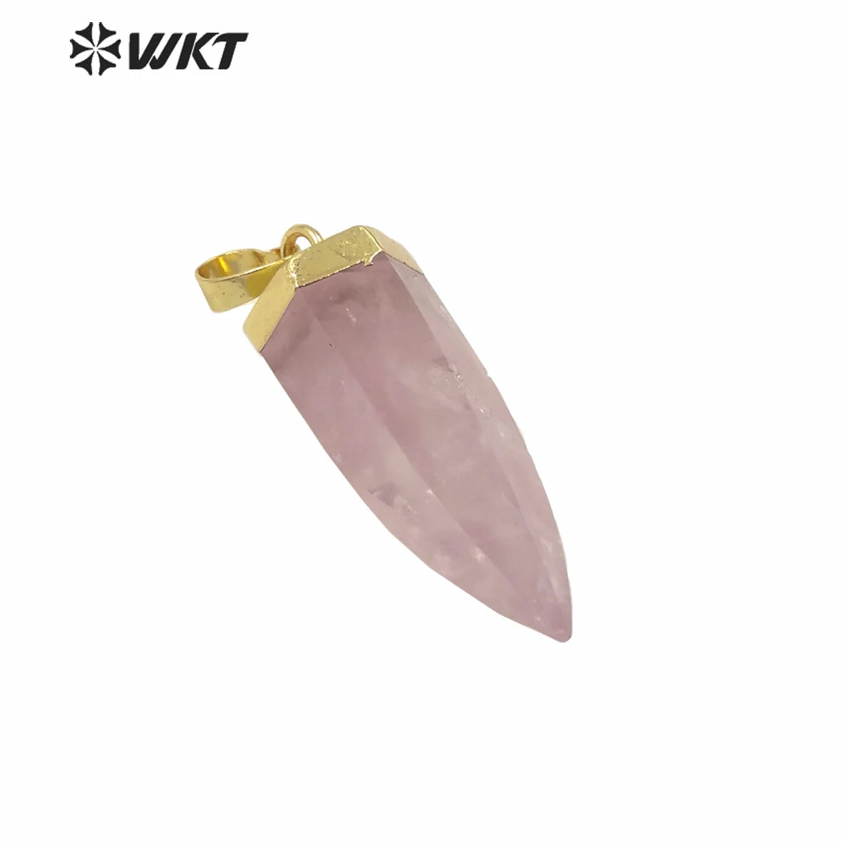 WT-P1559 Wholesale Natural Bullet Shape Cabochon Quartz Pendant Gold Top Bullet Pendant Quartz Point Pendant for Necklace