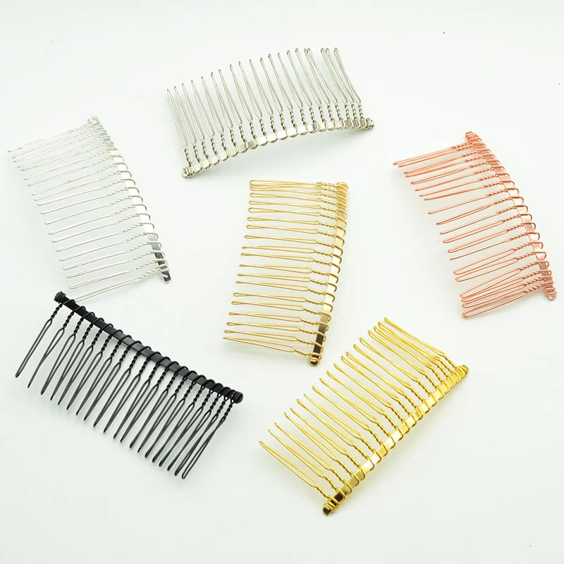 20 Teeth DIY Metal Hairpin Twisted Wire Hair Comb Clips with Side Combs Wedding Hair Accessories Women Girls Bridal Crown Tiara