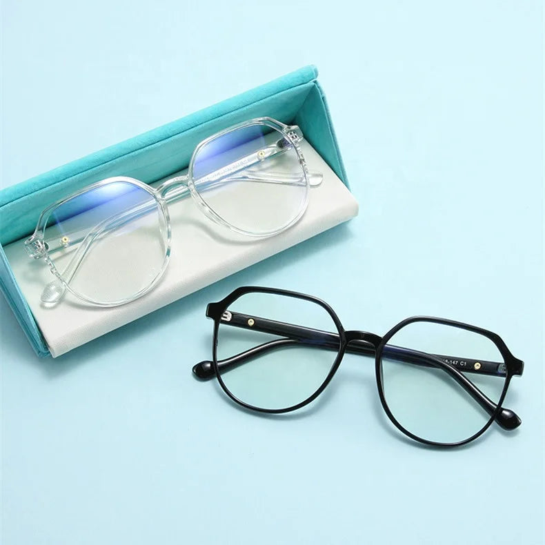 2025 New Trending Custom logo Crystal Color Retro Polygon Frame Oculos Student Style Anti Blue Ray Tr90 Glasses Frames