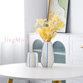 Modern Minimalist White Ceramic Tabletop Vase Creative Hand-Painted Dried Flower Arrangement Soft Entrance Decor for Bedroom