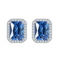 925 Sterling Silver 6x8mm Chamfered Rectangle Shaped Birthstone Earrings Jewelry for Women