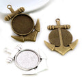 20mm Inner Size Antique Silver Plated and Bronze Retro Style Cabochon Base Setting Charms Pendant Blank Bezel Trays