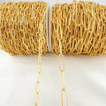 Paper Clip Link Chains for Men European Style Brass18k Gold Plated Chain Jewelry Making Embossing Paper Clip Chain