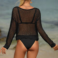 2025 Summer Women's Lightweight Openwork Crochet Cover Tops 1 Hollow Beach Tunic Mesh Decoration Sun Protective Swimwear