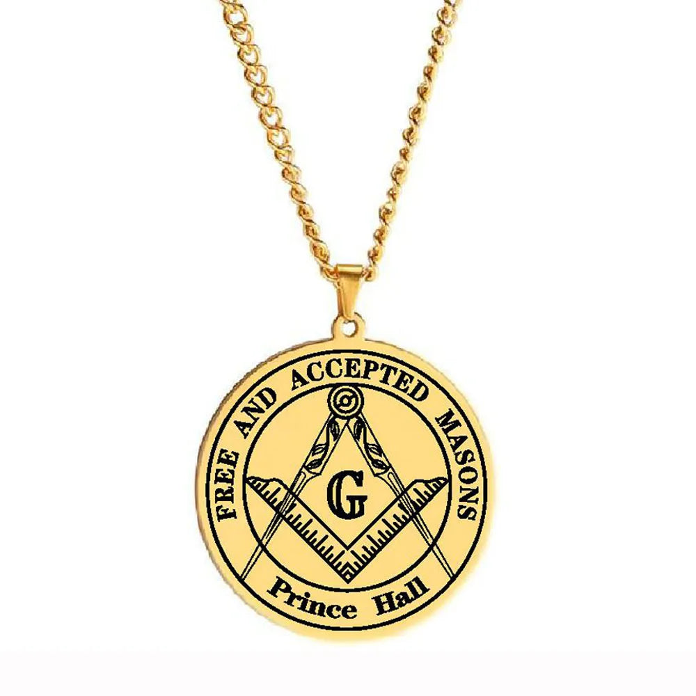 The Symbolism of Freemasonry Free and Accepted Masons Prince Hall Laser Engraved Talisman Stainless Steel Pendant Necklace