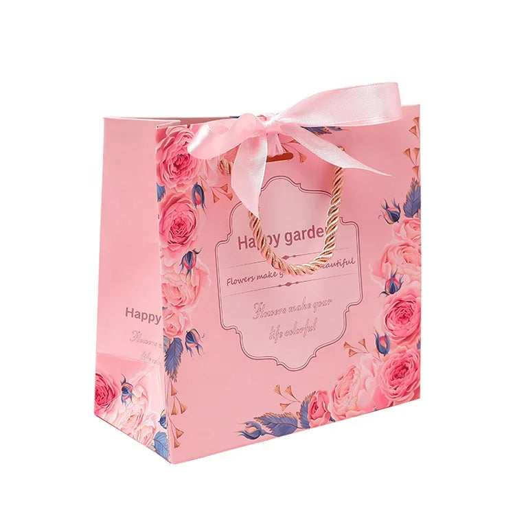 Custom Printing Florist Wrapping Paper Bowknot Flower Bag Paper Flower Decoration Carrier Bag