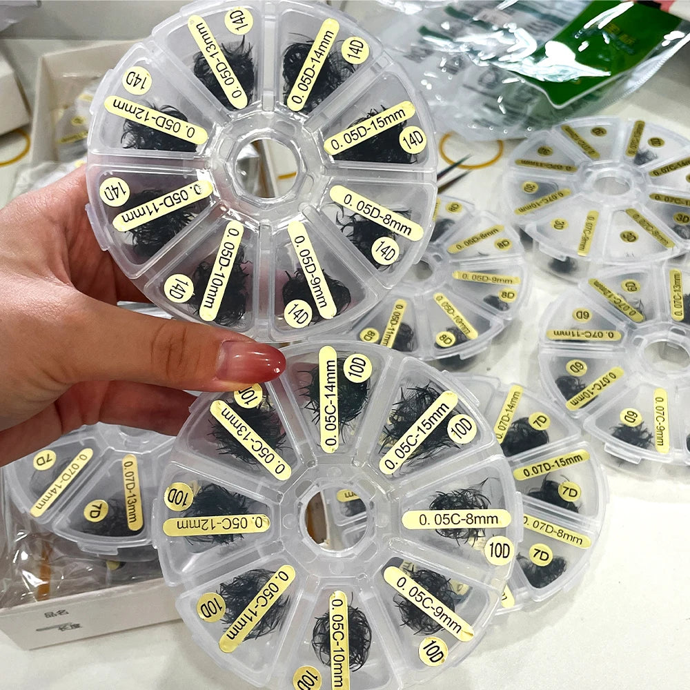 3D 4D 5D 6D Loose Lash Fans 8d 0.05 0.07 0.10 Loose Pro Made Fans Eyelash Trays Pointy Base Promade Lash Extension Fans