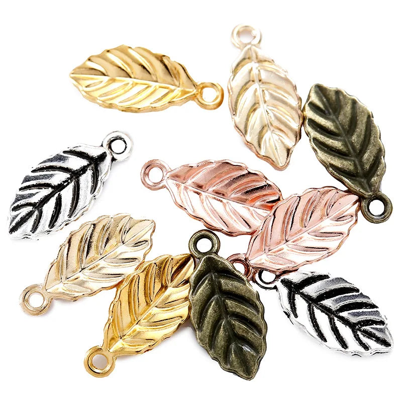 300pcs/bag Charms Leaves Charms for Jewelry Making DIY Jewelry Findings Antique Silver Color Alloy Charms Pendant Q379