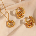 Dreamshow Jewelry Gold Plated Donuts Shape Chunky Pendant Necklace for Women Jewelry Set Zircon