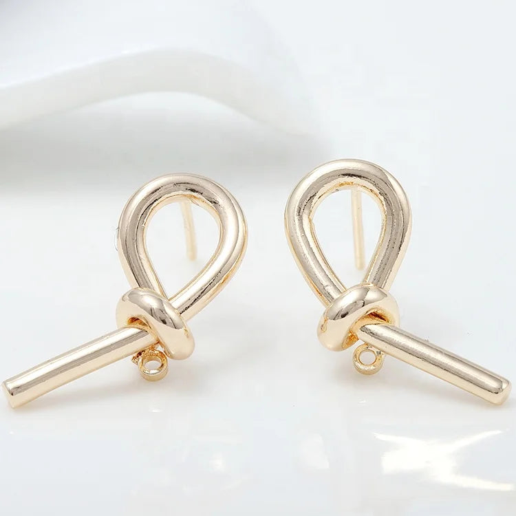 Factory Direct Sales 14K Gold-plated Earrings Accessories Knot Stud Earrings 925 Silver Hypoallergenic Earrings Jewelry Findings