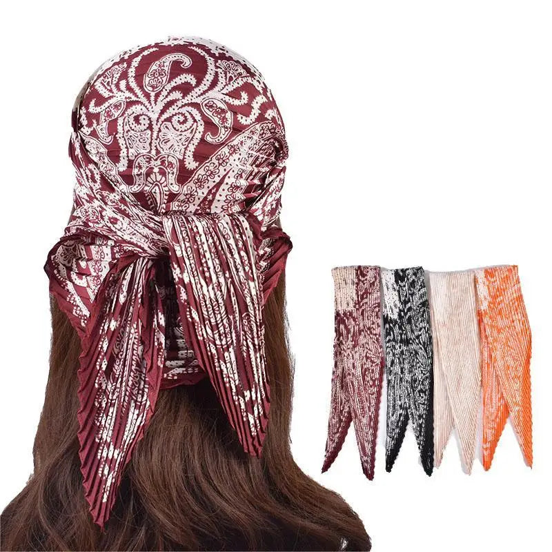 Wholesale 2026 Spring Summer Collection Ladies Retro Cashew Silk Scarf Sun Protection 70*70 Printed Square Pattern Wrinkled