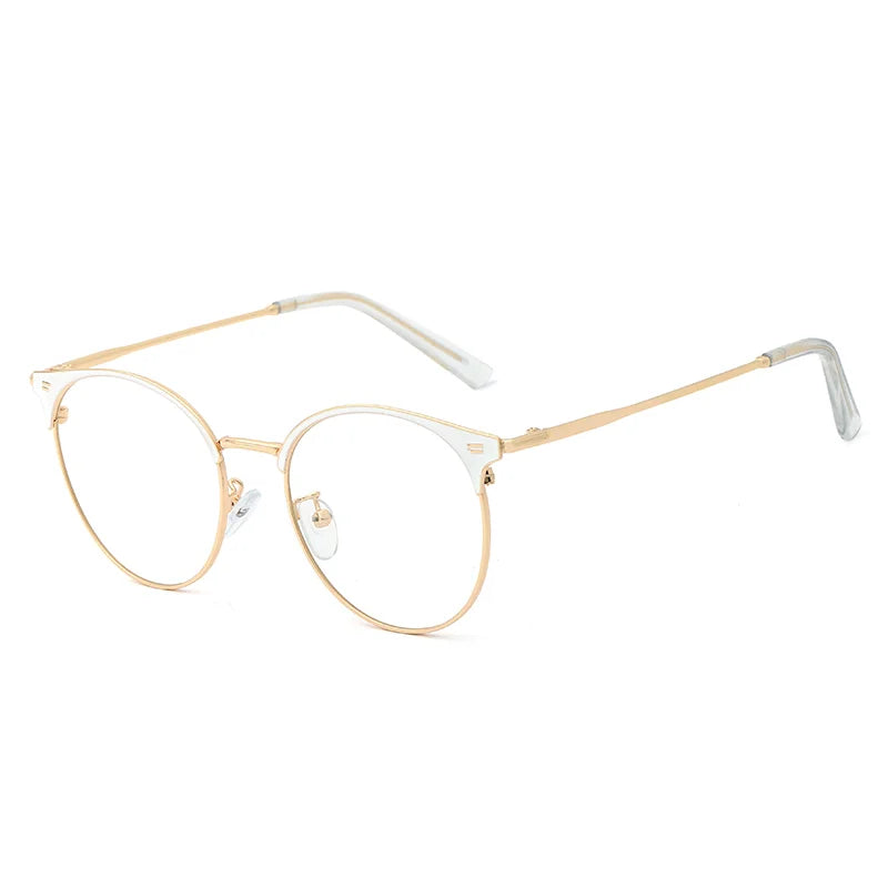 New Popular Round Frame Metal Women Anti Blue Light Optical Glasses Computer Street Photo Fashion Optical Eyewear