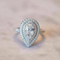 CAOSHI Eternity Delicate Waterdrop Shaped Ring Cubic Zirconia Micro Inlaid Fashion Marriage Glittering Silver Gemstone Ring