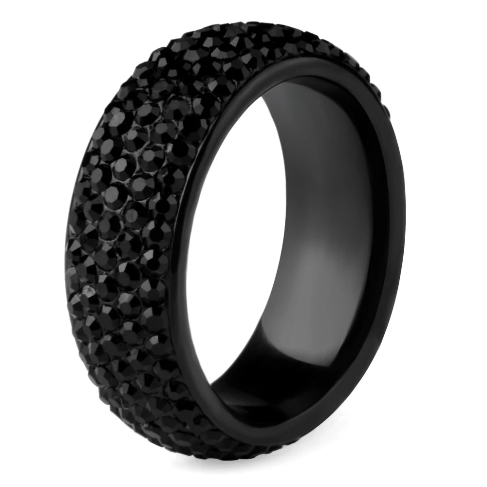 Chanfar Rhinestone Crystal Stainless Steel Rings for Women Men